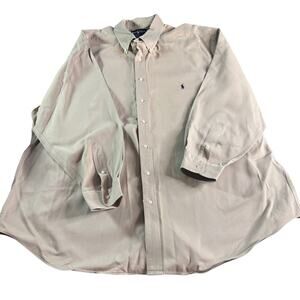 Ralph Lauren 3X Big & Tall Beige Button Down Shirt 100% Cotton Classic Fit
